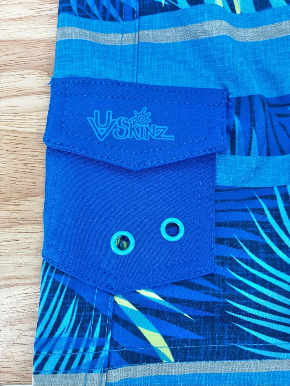 UV Skinz Boys Blue Lime Green Palm Leaf UPF 50+ Board Swim Trunks Size 2T